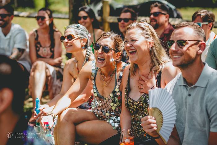 Fun candid moment, surprise wedding at Reve Retreat
