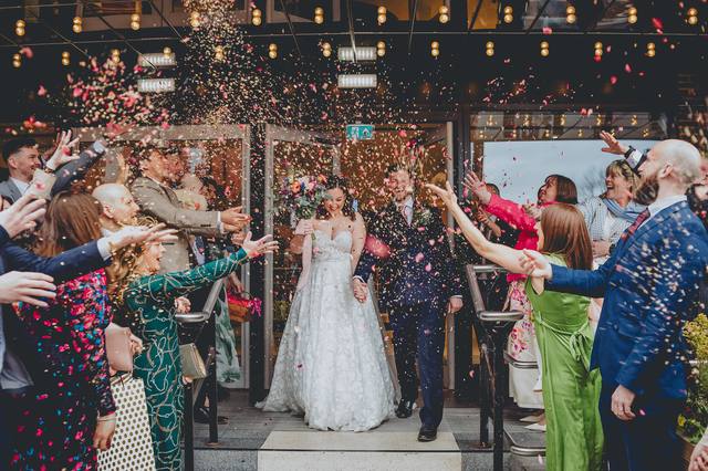 Fun candid moment from a Cheshire wedding