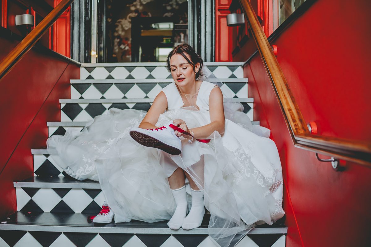 Natural bride portrait, Oddfellows Chester wedding photography
